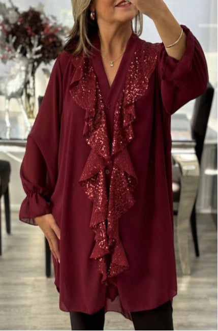 Lola - Vestido Glamour Brillo con Volantes