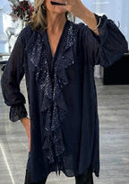 Lola - Vestido Glamour Brillo con Volantes