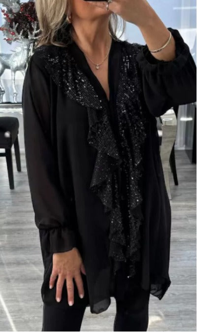 Lola - Vestido Glamour Brillo con Volantes