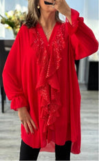 Lola - Vestido Glamour Brillo con Volantes